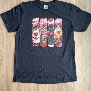 Valentines Day cat design t-shirt size large brand new kittens kitties shirt